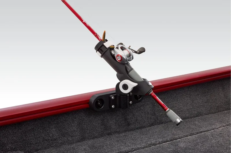 Slide: The Image of Manufacturer Provided Image: 2026 Tracker Super Guide V-16 SC boat detail with sleek red finish and chrome hardware. - 48