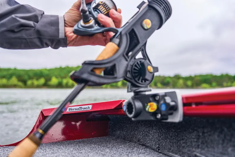 Slide: The Image of Manufacturer Provided Image: Foot operating a pedal on Tracker Super Guide V-16 SC boat, 2026 model. - 59