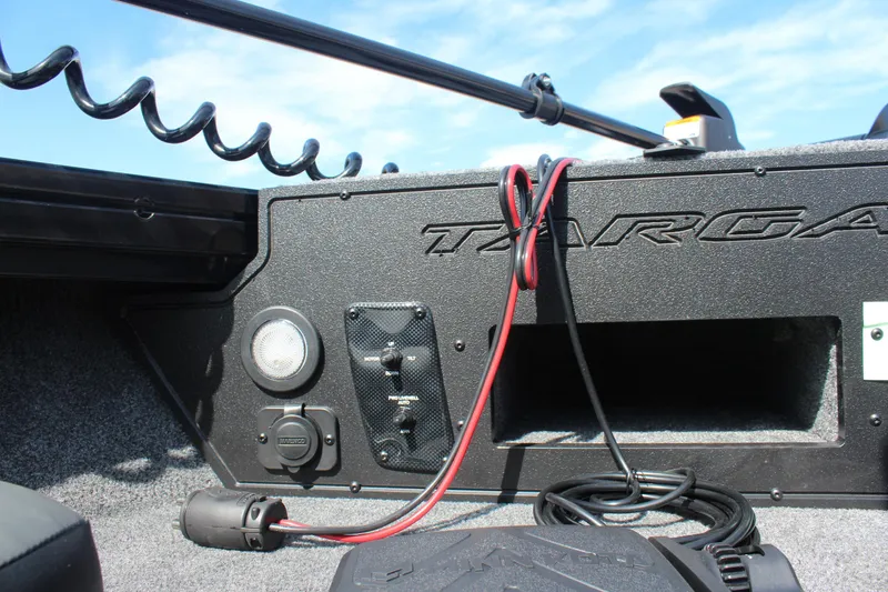 Slide: The Image of 2026 Tracker Targa V-18 Combo boat interior with wiring and control panel. - 15
