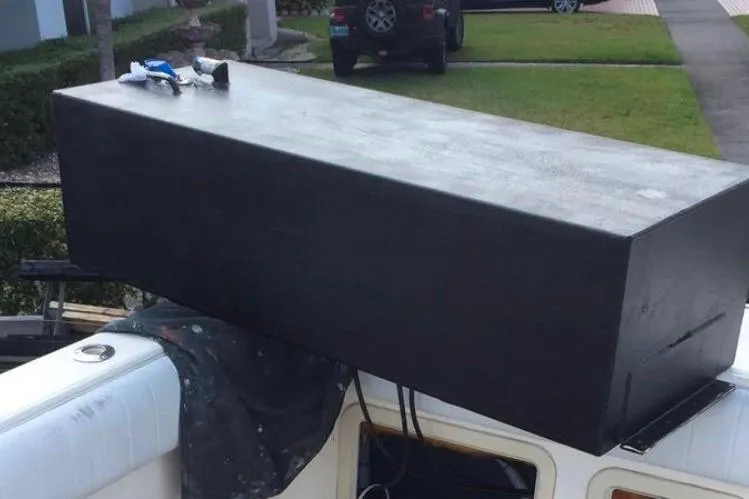 Slide: The Image of Black storage box on 1998 World Cat 266 SC boat deck. - 10