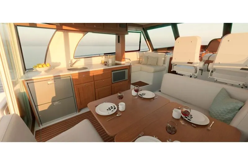 Slide: The Image of Modern kitchen area in 2026 Back Cove 412 yacht with stainless steel appliances. - 7