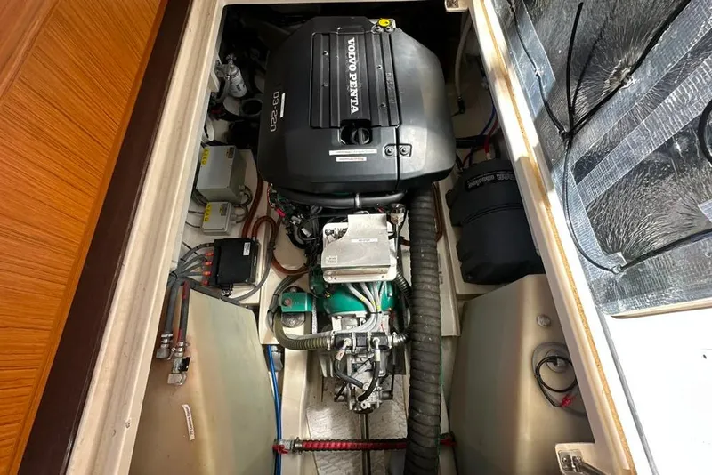 Slide: The Image of Engine compartment of 2019 Greenline 33 Hybrid, featuring Volvo Penta D3-220 engine. - 47