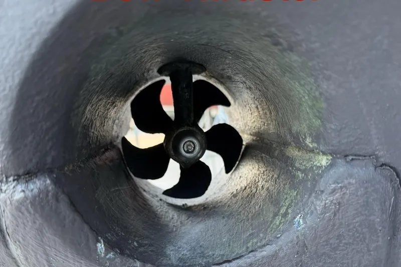 Slide: The Image of Close-up of a 2019 Greenline 33 Hybrid boat propeller. - 35