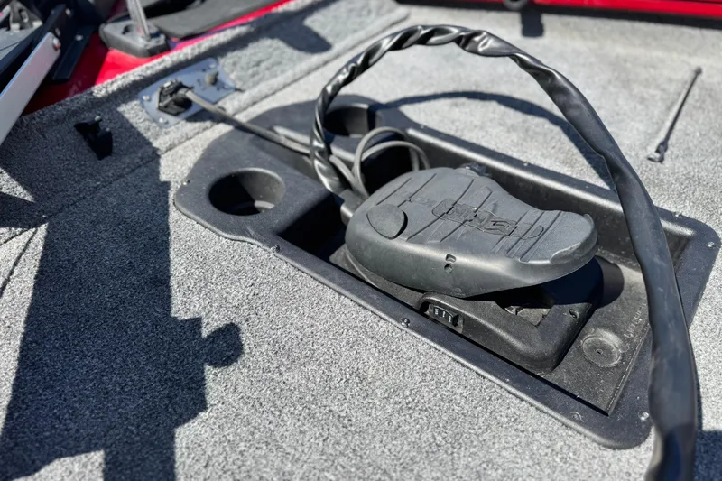 Slide: The Image of Foot pedal control on 2022 Tracker Pro Team 175 TXW boat deck. - 10