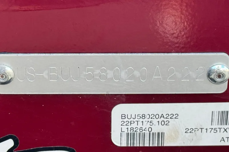 Slide: The Image of Hull identification number on a 2022 Tracker Pro Team 175 TXW boat. - 20
