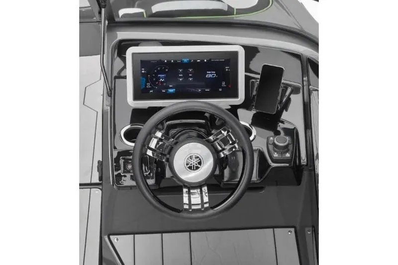 Slide: The Image of 2024 Yamaha Boats 255XE interior with modern seating and sleek design. - 3
