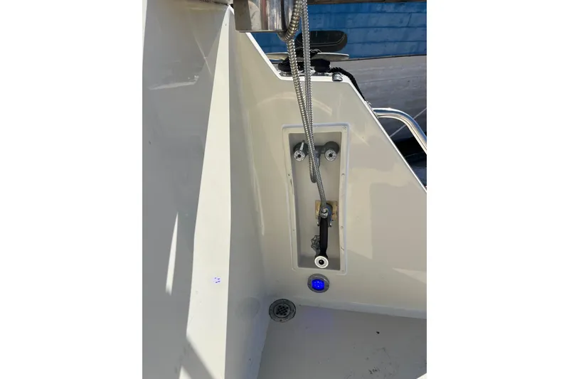 Slide: The Image of 1987 Californian 44 Veneti boat detail with ropes and hardware. - 24