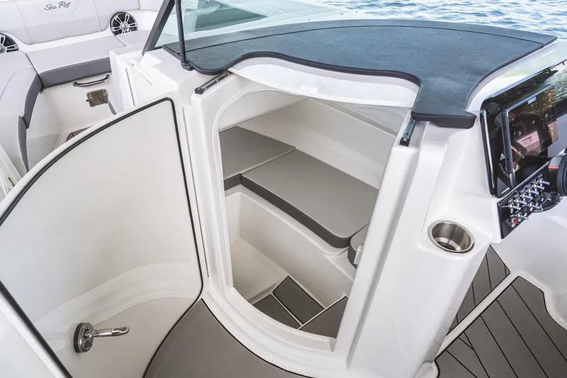 Slide: The Image of 2026 Sea Ray SDX 230 boat interior with sleek design and modern features. - 7