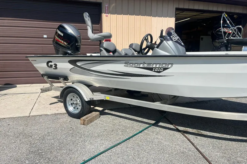 Slide: The Image of 2020 G3 BOATS Sportsman 1810 with Yamaha Vmax 115 SHO on trailer. - 1