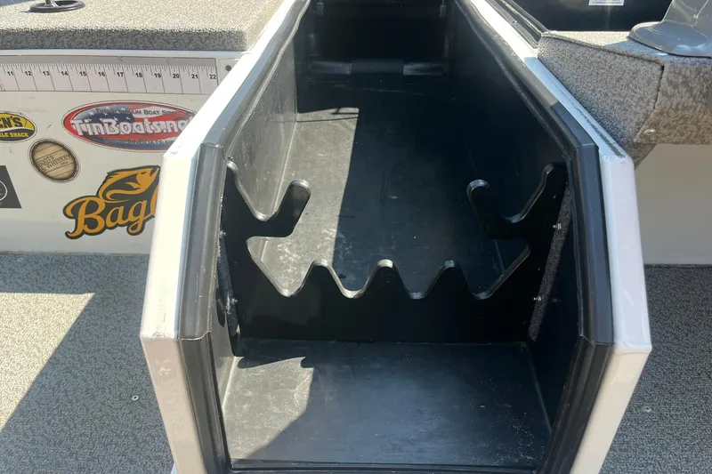 Slide: The Image of Rod storage compartment in a 2020 G3 BOATS Sportsman 1810 with Yamaha Vmax 115 SHO. - 12