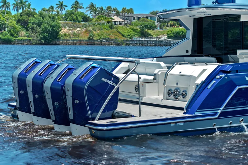 Slide: The Image of 2024 Formula 500 Super Sport Crossover yacht cruising on a sunny day. - 5