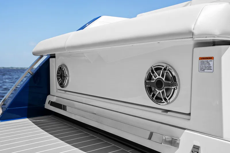 Slide: The Image of 2024 Formula 500 Super Sport Crossover yacht with luxurious seating on deck. - 66