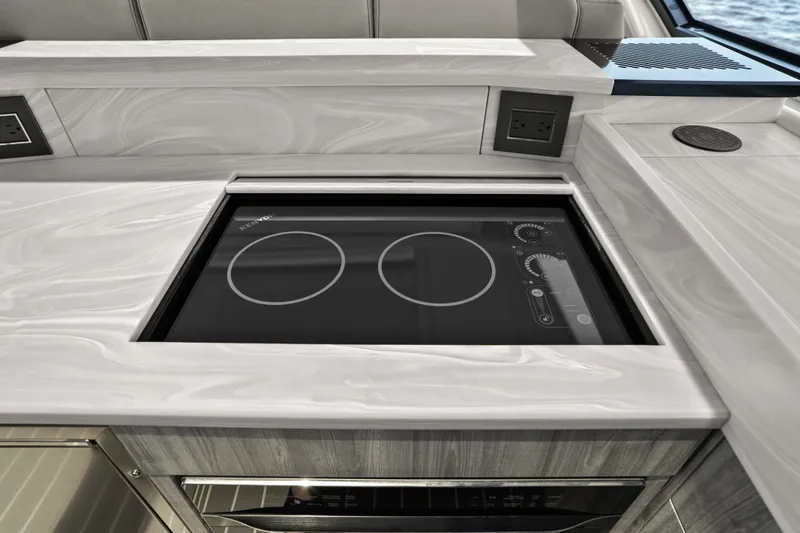 Slide: The Image of Luxurious interior of 2024 Formula 500 Super Sport Crossover yacht with modern amenities. - 74