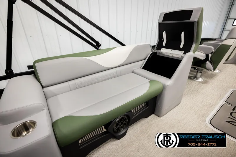 Slide: The Image of Luxurious 2026 Avalon LSZ EL boat interior with stylish seating and modern design. - 24