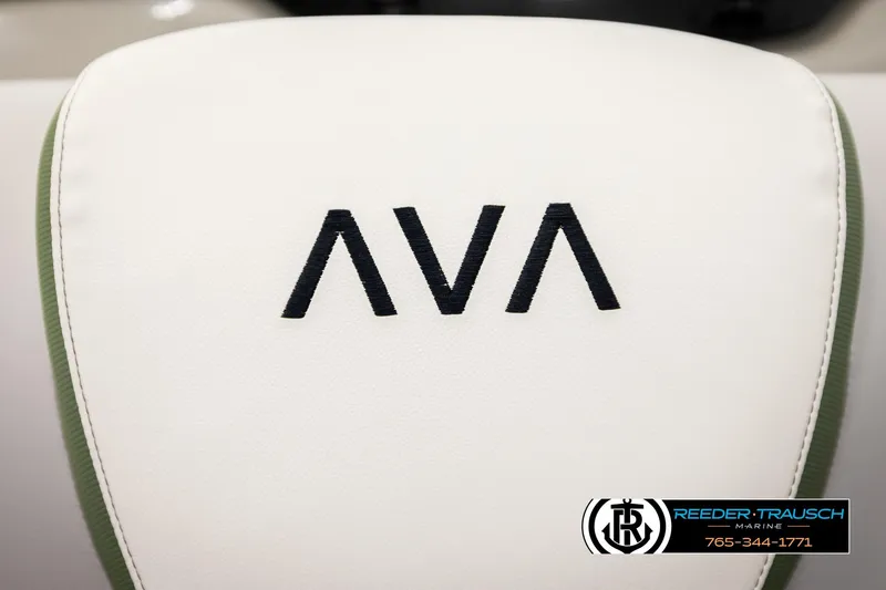 Slide: The Image of 2026 Avalon LSZ EL seat with AVA logo, Reeder-Trausch Marine contact details visible. - 38