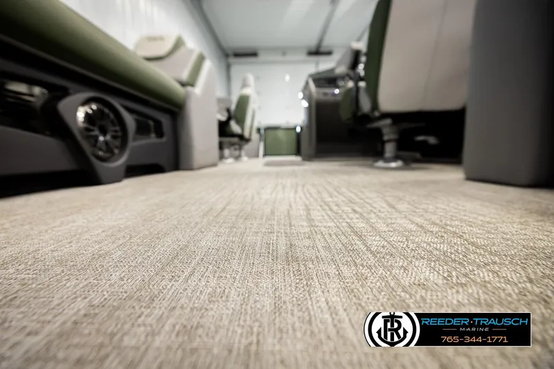 Slide: The Image of Luxurious interior of 2026 Avalon LSZ EL pontoon boat with plush seating and carpet. - 43