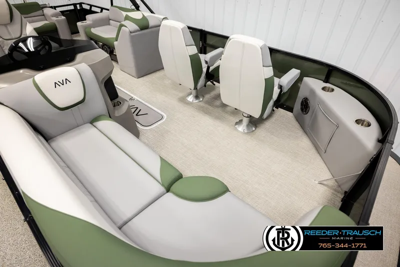Slide: The Image of Luxurious 2026 Avalon LSZ EL boat interior with plush seating and modern design. - 9