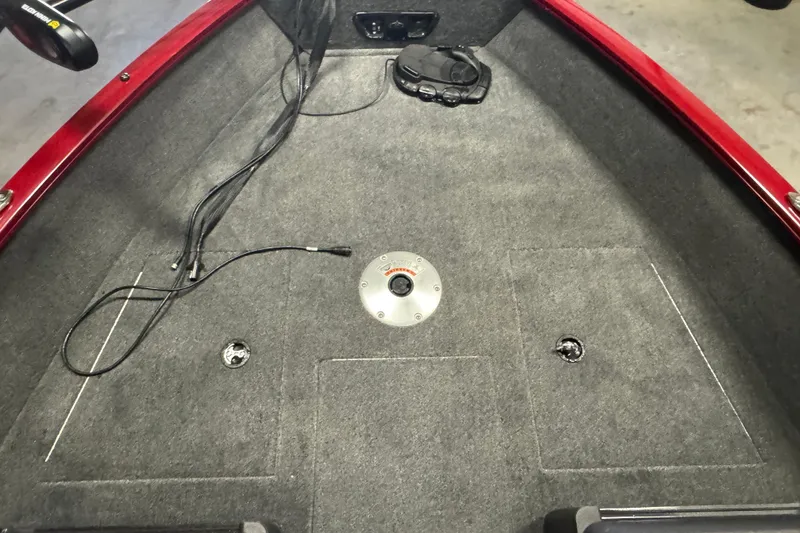 Slide: The Image of 2023 Tracker Pro Guide V-175 WT boat interior with carpeted deck and wiring. - 14