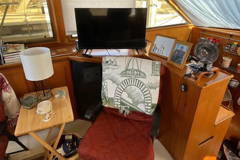 Slide: The Image of Control panel of a 1989 Jefferson 37 Sundeck boat with gauges and switches. - 24