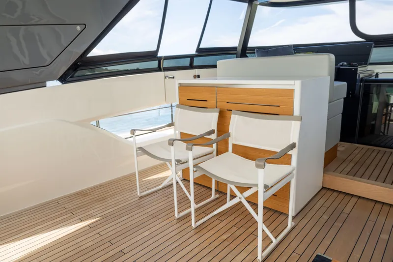 Slide: The Image of 2024 Sanlorenzo SL90A yacht interior with modern seating and sleek design. - 37