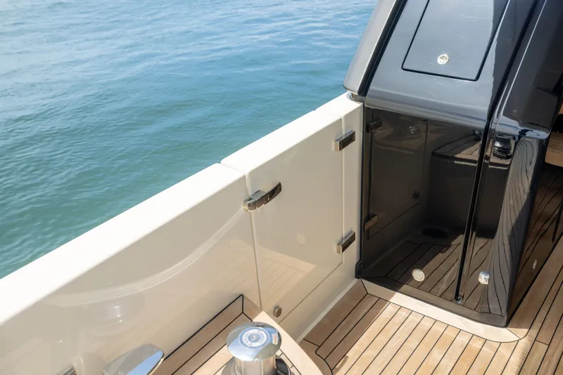 Slide: The Image of 2024 Sanlorenzo SL90A yacht deck with sleek design and ocean view. - 42