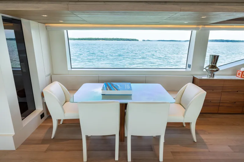 Slide: The Image of Luxurious dining area on 2024 Sanlorenzo SL90A yacht with ocean view. - 49