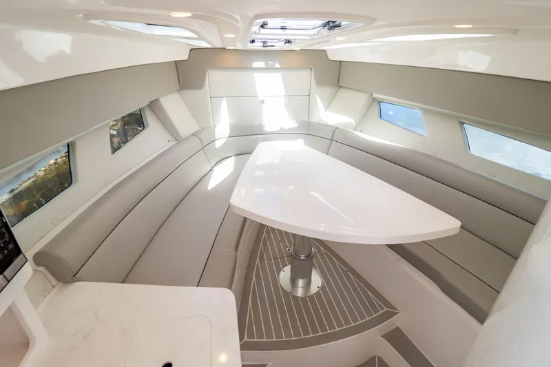 Slide: The Image of Luxurious interior of 2023 Intrepid 345 Valor boat with sleek seating and modern design. - 11