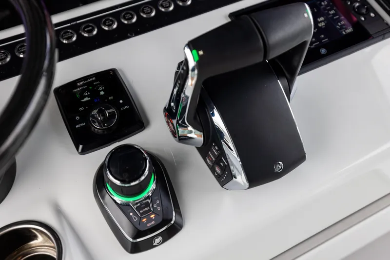 Slide: The Image of Control panel of 2025 Freeman 42 LR boat with advanced navigation system. - 45