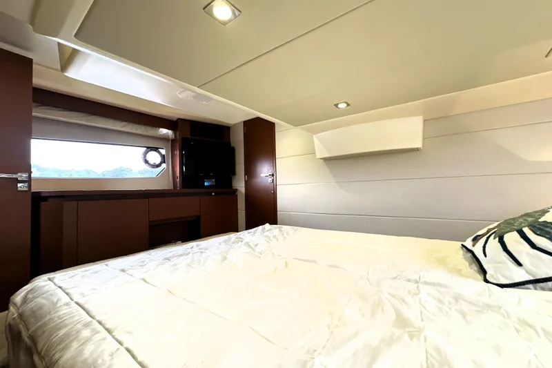 Slide: The Image of Luxurious interior of 2014 Prestige 450 yacht with cozy bedroom and modern amenities. - 62