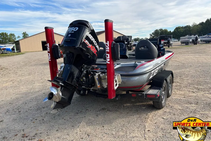 Slide: The Image of 2017 Nitro Z18 boat with Mercury 150 Pro XS engine, parked outdoors. - 3