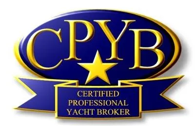Slide: The Image of Certified Professional Yacht Broker logo with gold lettering and a star. - 43