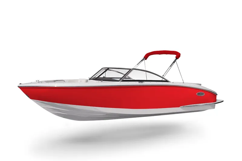 Slide: The Image of Manufacturer Provided Image: 2022 Cobalt CS22 red and white speedboat with canopy. - 8