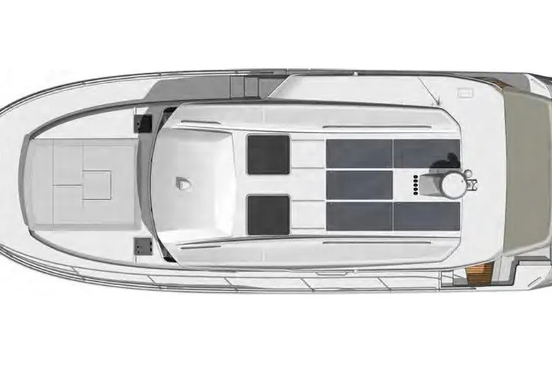 Slide: The Image of Top view of 2024 Beneteau Swift Trawler 41 Sedan, showcasing sleek design and spacious deck. - 11