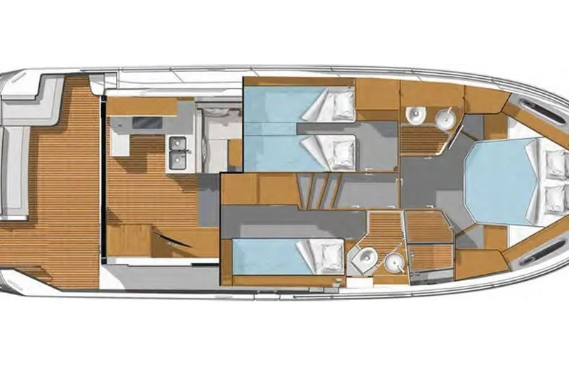 Slide: The Image of Floor plan of 2024 Beneteau Swift Trawler 41 Sedan, featuring cabins and living areas. - 53