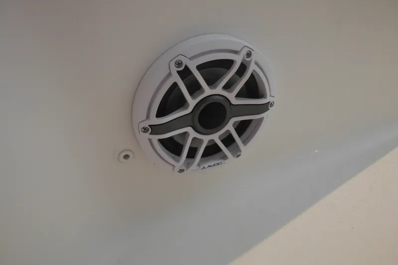 Slide: The Image of Speaker on 2026 Tidewater 232 LXF boat, featuring JL Audio marine sound system. - 65