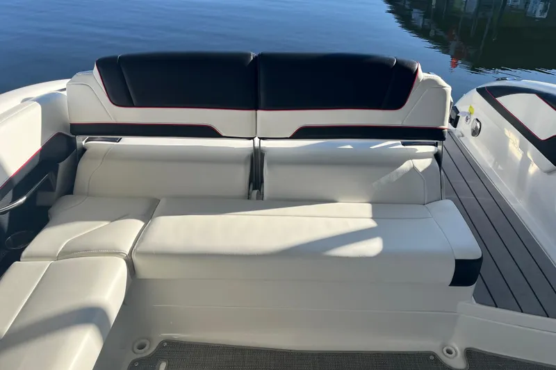 Slide: The Image of 2021 Formula 310 Bowrider I/O boat interior with sleek seating and modern design. - 11