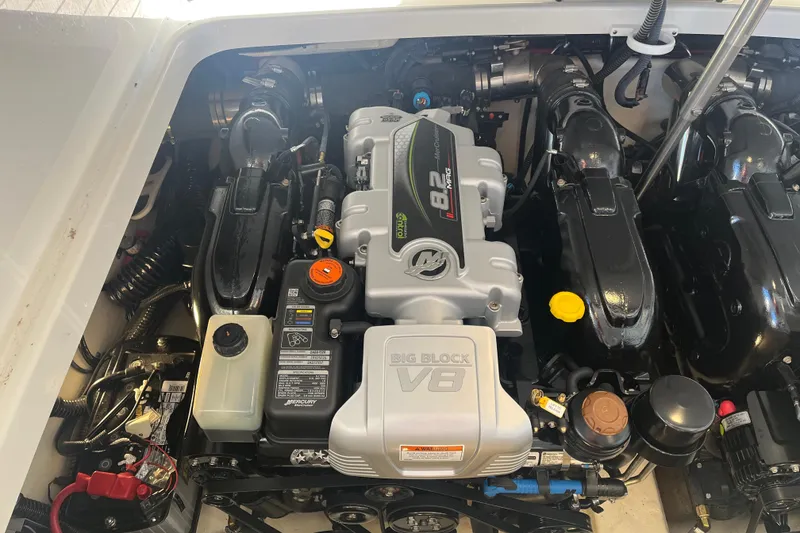 Slide: The Image of Engine compartment of a 2021 Formula 310 Bowrider I/O with a powerful V8 engine. - 3