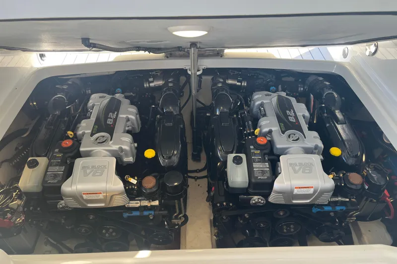 Slide: The Image of Twin V8 engines in a 2021 Formula 310 Bowrider I/O boat. - 5