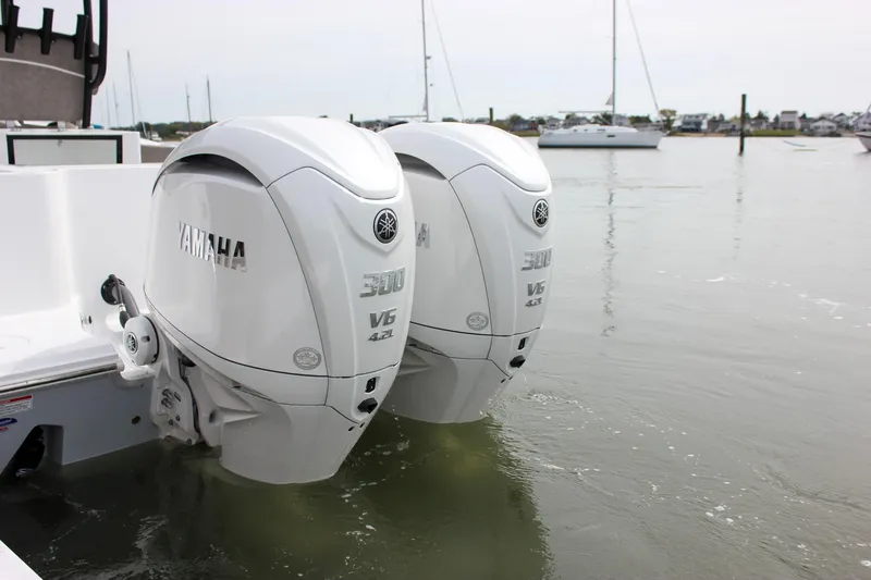 Slide: The Image of Twin Yamaha 300 V6 outboard engines on 2026 Sea Hunt Gamefish 28 boat. - 71