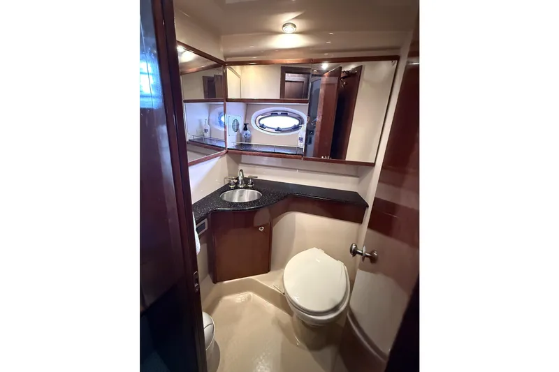 Slide: The Image of Luxurious bathroom in 2008 Meridian 391 yacht with modern fixtures and elegant design. - 26
