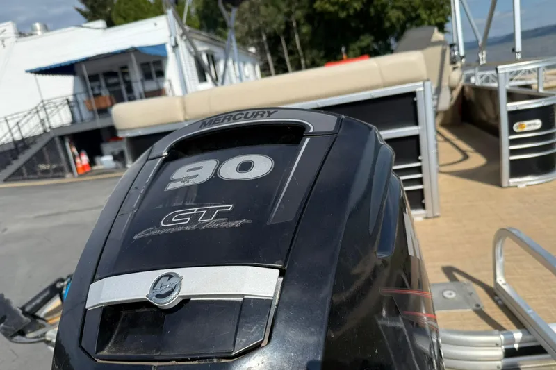 Slide: The Image of 2015 Lowe SS 230 boat with Mercury 90 CT engine at dockside. - 5