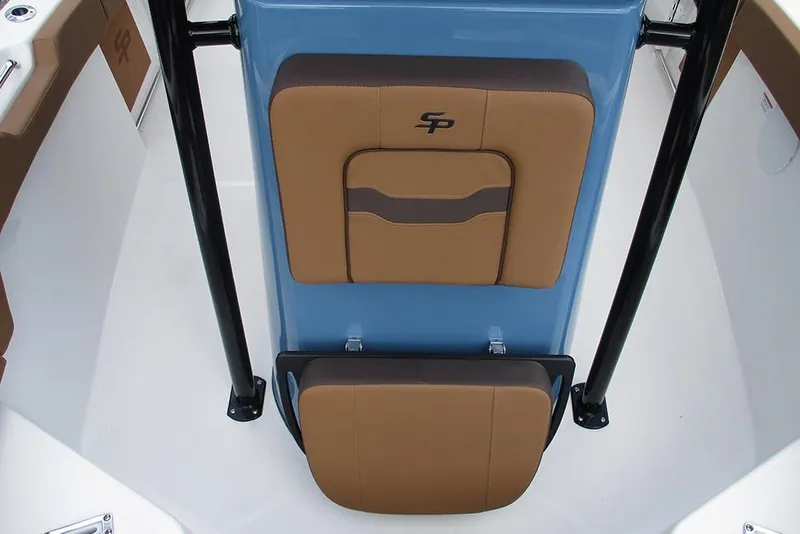 Slide: The Image of 2026 Sea Pro 225FLX Sandbar boat seat with tan and blue design. - 13