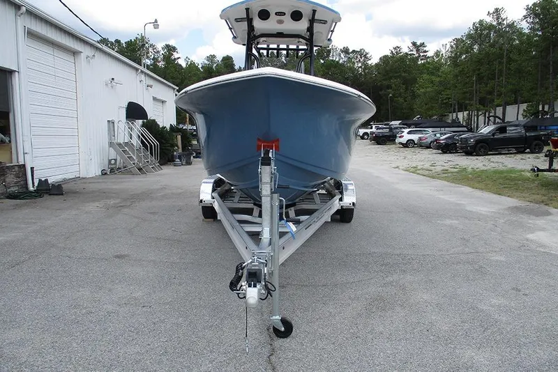 Slide: The Image of 2026 Sea Pro 225FLX Sandbar boat on trailer in outdoor lot. - 3