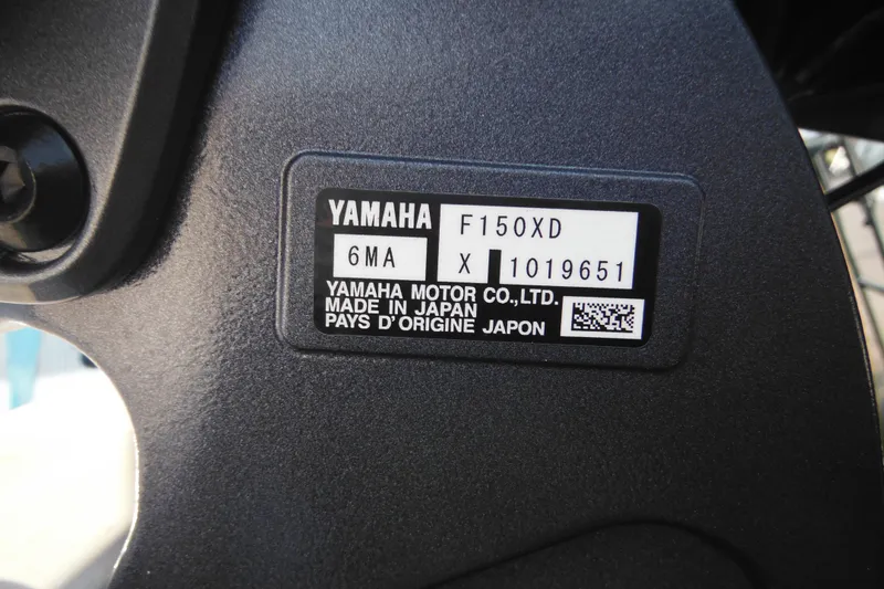 Slide: The Image of Yamaha F150XD engine label on 2026 Tidewater 210 LXF boat, made in Japan. - 5