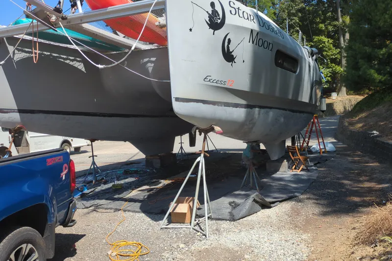 Slide: The Image of Catamaran "Star Dogger Moon" Excess 12, 2020 model, on dry dock for maintenance. - 18