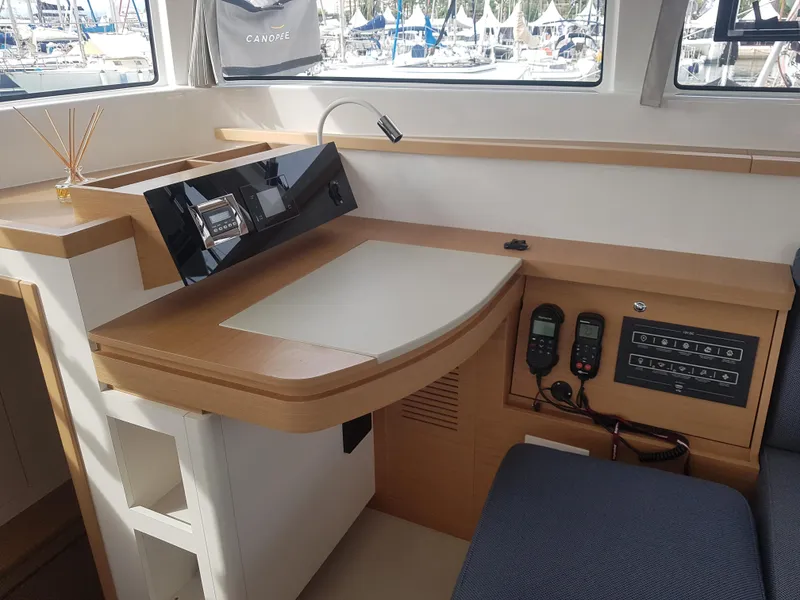 Slide: The Image of 2020 Excess 12 yacht interior with navigation station and control panel. - 4
