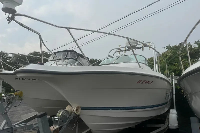 The Image of 1999 Bayliner 2102 Trophy boat on trailer, parked outdoors. - 0