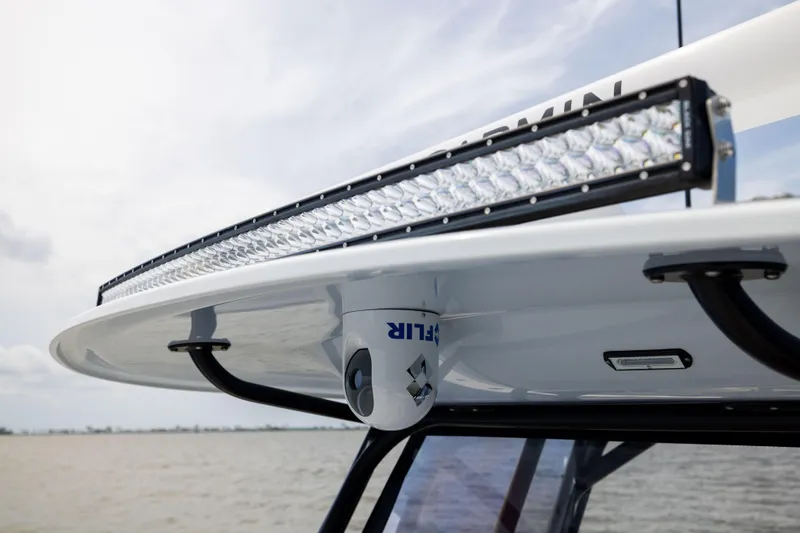 Slide: The Image of 2025 Freeman 42 LR boat with advanced lighting and camera system. - 57