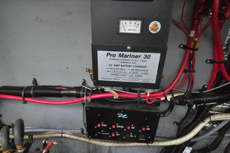 Slide: The Image of Battery charger system in a 1995 Sea Ray 330 Sundancer boat. - 38