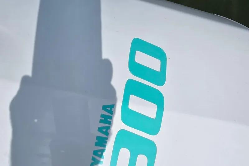 Slide: The Image of Close-up of Yamaha 300 decal on 2020 Key West 239 FS boat. - 26